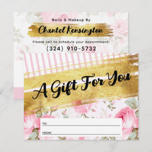Blush Pink Watercolor Roses Gift Certificate Card