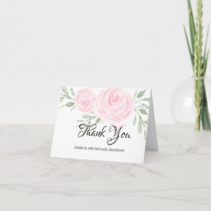 Blush Pink Watercolor Roses Personalised Thank You