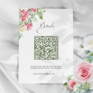 Blush Pink Watercolor Roses QR Code Wedding Enclosure Card