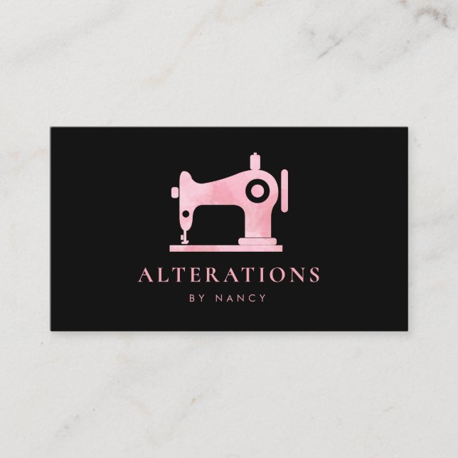 Blush Pink Watercolor Sewing Machine  Business Card (Front)