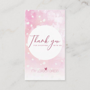 BLUSH PINK WATERCOLOR STAR CIRCLE THANK YOU BUSINESS CARD
