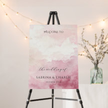 Blush Pink Watercolor Wash Elegant Welcome Sign