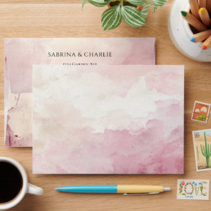 Blush Pink Watercolor Wash with Return Address Envelope