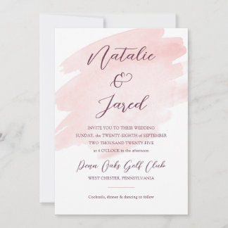 Blush Pink Watercolor Wedding Invitation