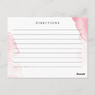 Blush Pink, Watercolor Wedding Recipe Card