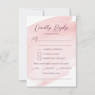 Blush Pink Watercolor Wedding RSVP Card