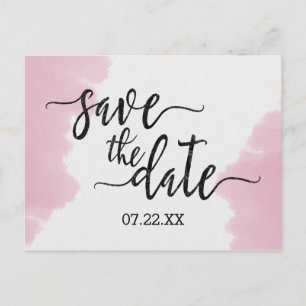 Blush Pink Watercolor Wedding Save the Date Announcement Postcard
