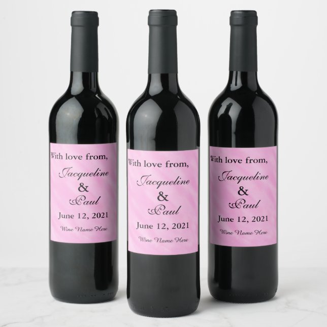 Blush Pink Watercolor Wedding Thank You Wine Label (Bottles)