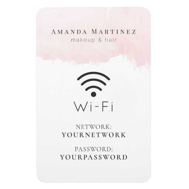 Blush Pink Watercolor Wi-Fi Sign Magnet (Vertical)