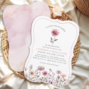 Blush Pink Watercolor Wildflower Baby Shower Invitation