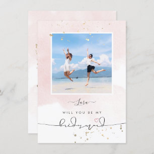 Blush Pink Watercolor Will You Be Bridesmaid Invitation