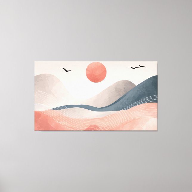 Blush Pink Wave Harmony Canvas Print (Front)
