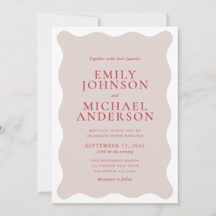 Blush Pink Wavy Shape Wedding Invitation