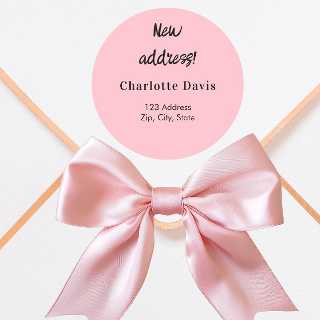Blush pink we have moved new address classic round sticker (Creator Uploaded)