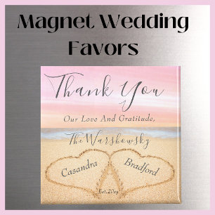  Blush Pink  Wedding 2 Heart Sand Wedding favour  Magnet