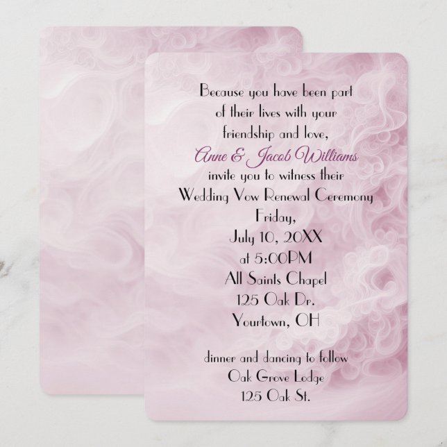 Blush Pink Wedding Abstract Vow Renewal Invitation (Front/Back)