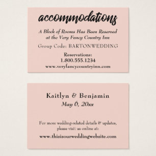 Blush Pink Wedding Accommodations Insert Cards