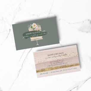 Blush Pink Wedding Celebration Party Cake Bakery Business Card
