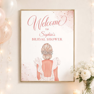 Blush Pink Wedding Dress Bridal Shower Welcome Poster