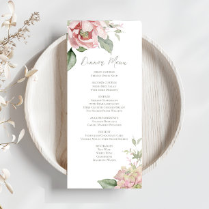 Blush Pink Wedding Floral Dinner Menu