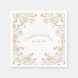 Blush Pink Wedding Floral Napkin