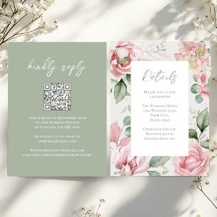 Blush Pink Wedding Floral Reception Enclosure Card