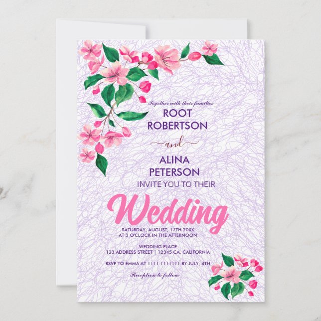 Blush Pink Wedding Invitation (Front)