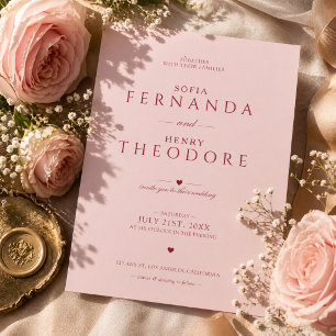 Blush Pink Wedding Invitation Modern Elegant