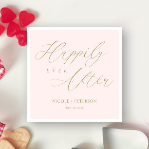 Blush Pink Wedding Keepsake: Happily Ever After Napkin
