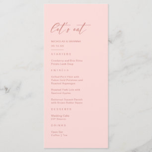 Blush Pink Wedding Menu