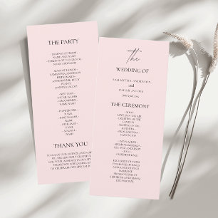 Blush Pink Wedding Menu