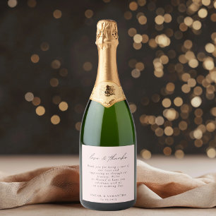 Blush Pink Wedding Minimal Love & Thanks Wine Label