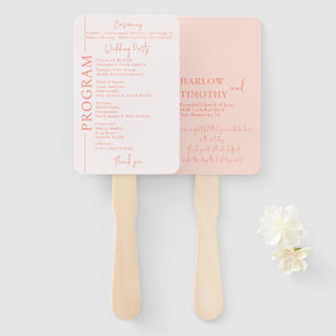 Blush Pink Wedding Program Hand Fan