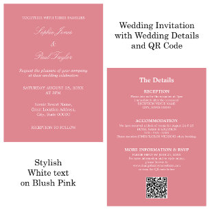 Blush Pink Wedding QR Code RSVP Invitation