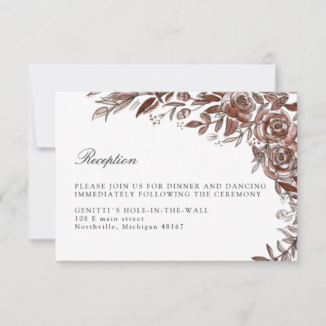 Blush pink wedding reception enclosure card (Front)