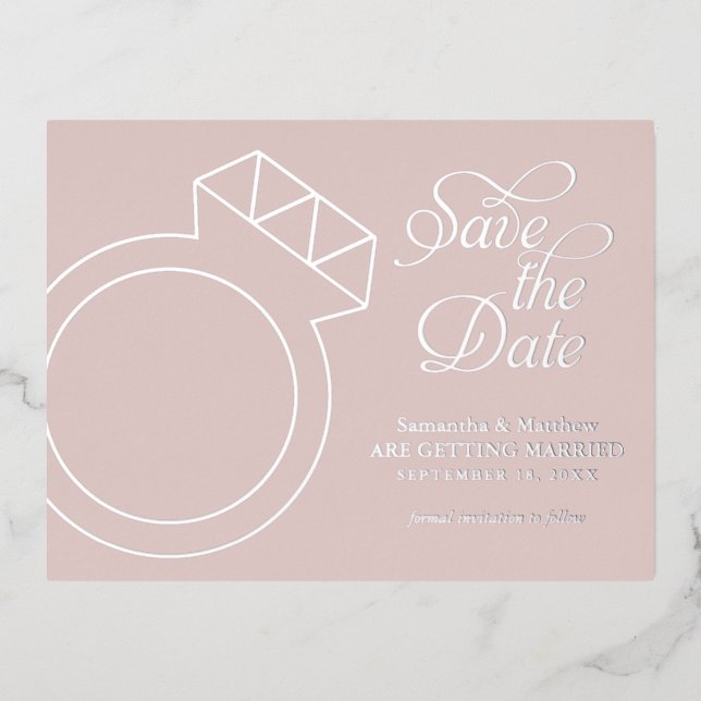 Blush Pink Wedding Save the Date Announcements (Front)