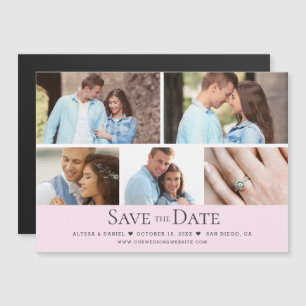 Blush pink Wedding Save the Date Photo Grid  Magnetic Invitation
