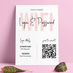 Blush Pink What's the WIFI Password QR Code Logo Poster
