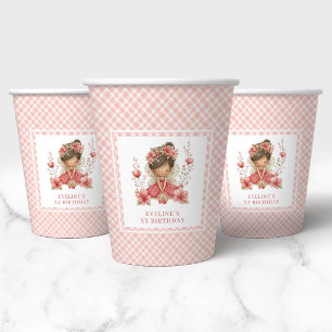 Blush Pink Whimsical Fairy Flowers 2nd Birthday  Paper Cups