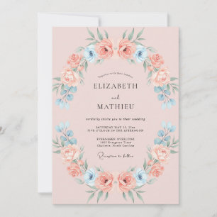 Blush Pink Whimsical Spring Wedding Invitation