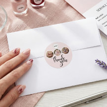 Blush Pink White 3 Photo Nail Tech Logo Thank You