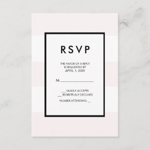 Blush Pink White 3 Stripes RSVP Card