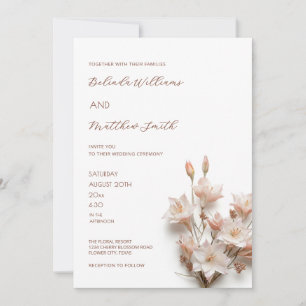 Blush Pink White 3D Flowers  Invitation