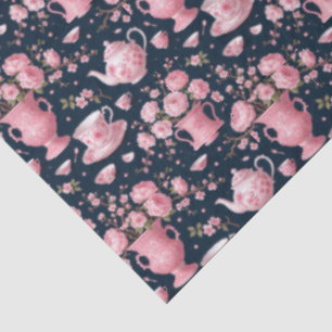 Blush Pink White Bla Chinoiserie Decoupage Pattern Tissue Paper