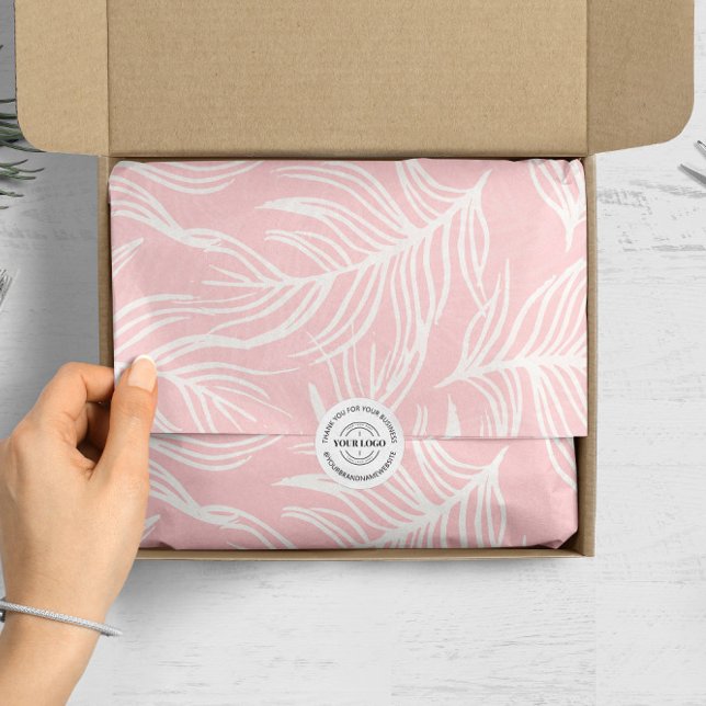Blush Pink White Botanical Leaves Business Company Tissue Paper (Creator Uploaded)