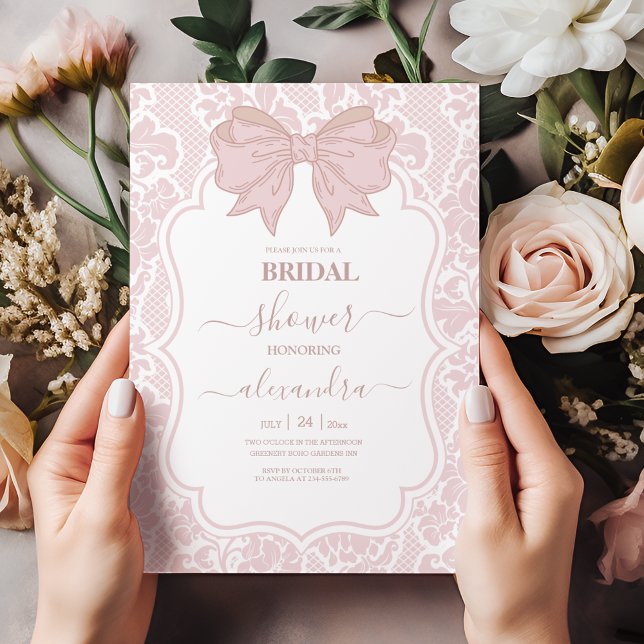 Blush Pink White Chinoiserie Floral Bridal Shower Invitation (Creator Uploaded)