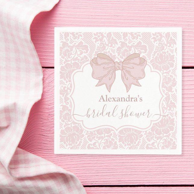 Blush Pink White Chinoiserie Floral Bridal Shower Napkin (Creator Uploaded)