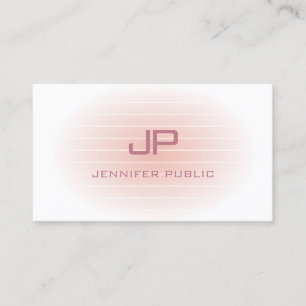Blush Pink White Elegant Modern Monogram Trendy Business Card