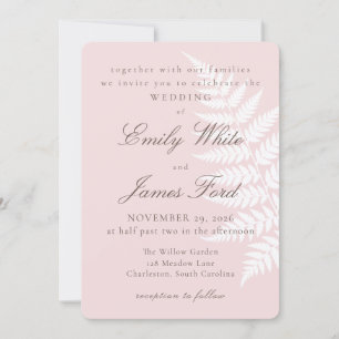 Blush Pink White Fern 5x7 Botanical Wedding Invitation