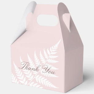 Blush Pink White Fern Large Gable Thank You Favour Box
